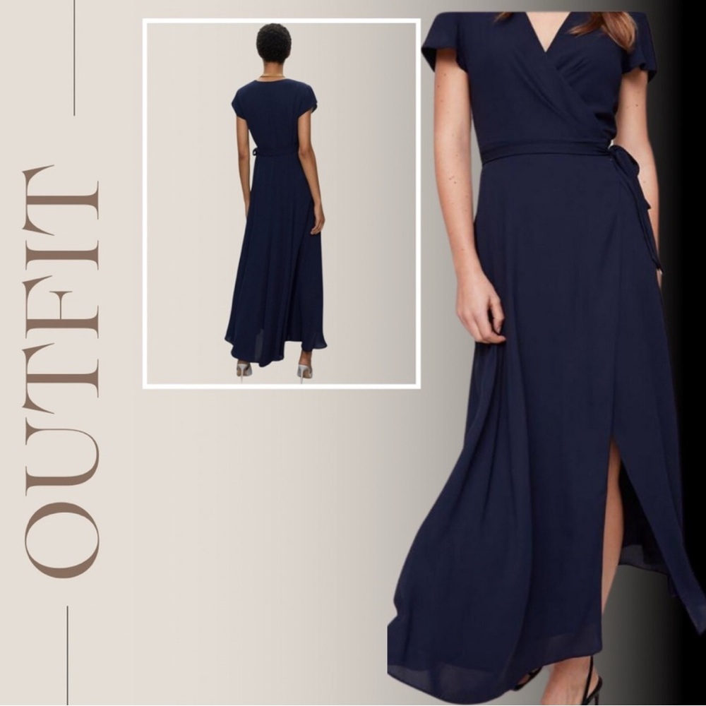 Babaton Lexia Navy Maxi Wrap Dress (Large)